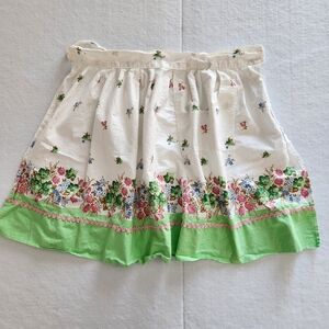 Vintage Floral Apron with Green Hem